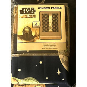 Window Set Curtains Star Wars Mandalorian Baby Yoda 82”Wx63”L Kids